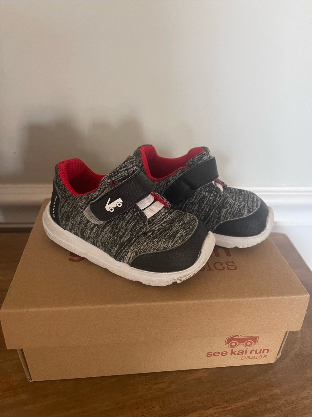 See Kai Run Kids Gray & Red Velcro Athletic Sneakers